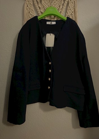 Düğmeli Siyah Denim Kadın Ceket - Görsel 2