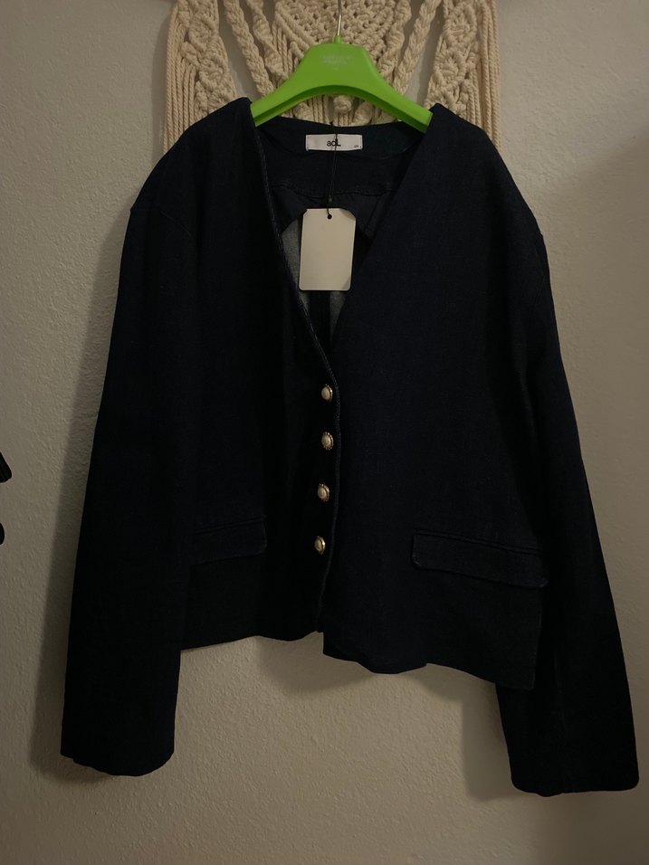 Düğmeli Siyah Denim Kadın Ceket - Görsel 2