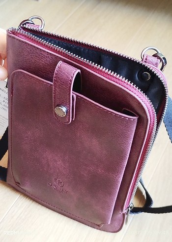 Bordo Suni Deri Çanta Fermuarlı - Görsel 5