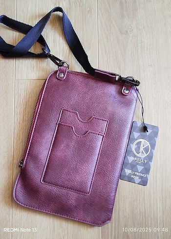 Bordo Suni Deri Çanta Fermuarlı - Görsel 8