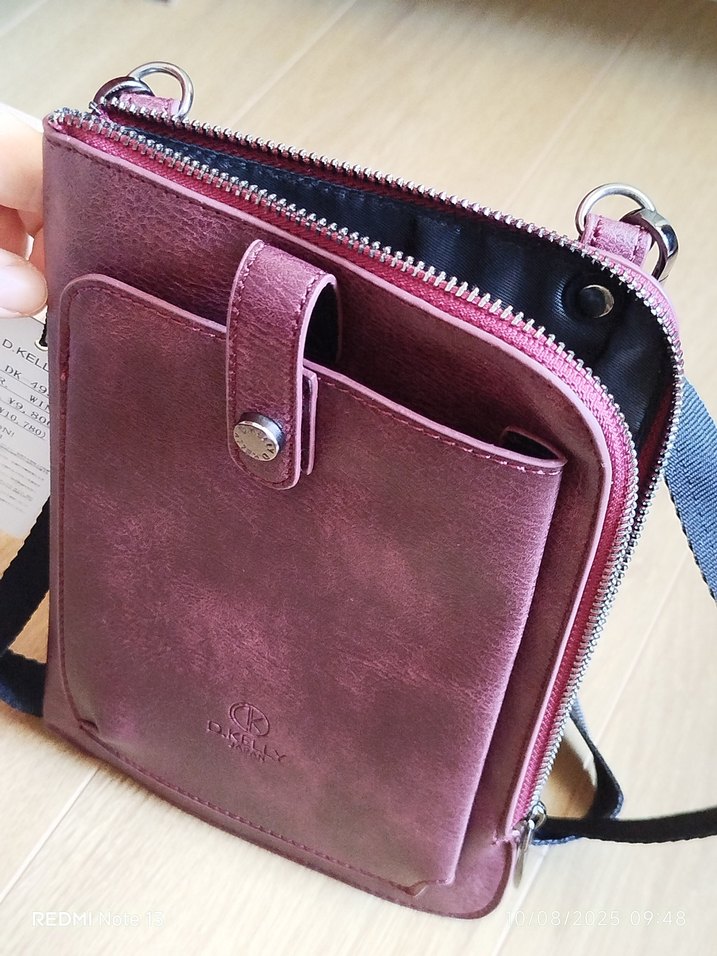 Bordo Suni Deri Çanta Fermuarlı - Görsel 5