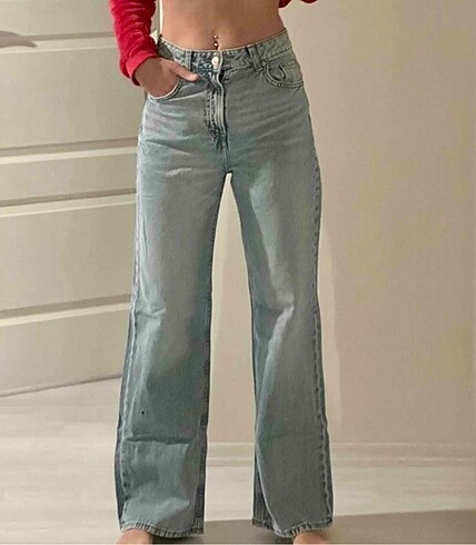 xs Beden mavi Renk H&m wide leg jean