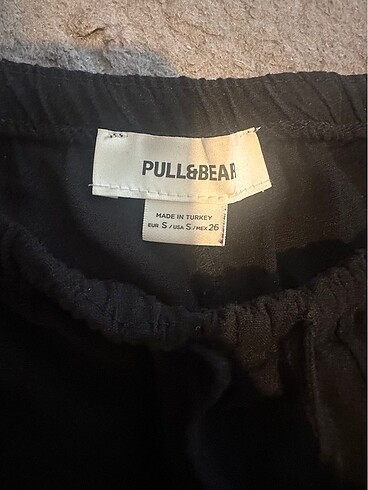 s Beden Pull&bear siyah dökümlü keten pantolon
