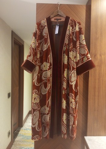 Uzun Bohem Desenli Saf İpek Kimono