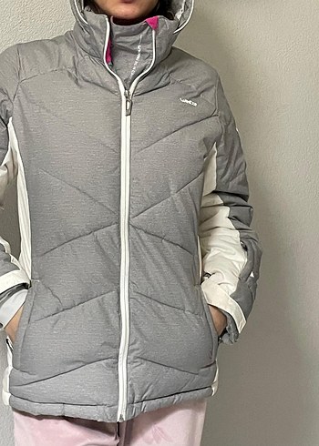 spyder  m/s beden uyumlu. Gri beyaz Kapüşonlu Kadın Kış Montu - Görsel 2