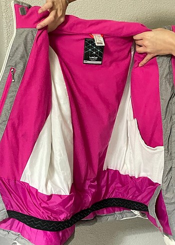 spyder  m/s beden uyumlu. Gri beyaz Kapüşonlu Kadın Kış Montu - Görsel 4