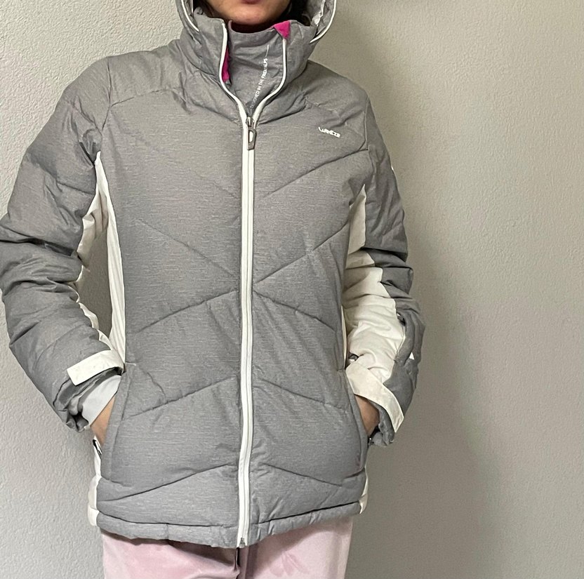 spyder  m/s beden uyumlu. Gri beyaz Kapüşonlu Kadın Kış Montu - Görsel 2