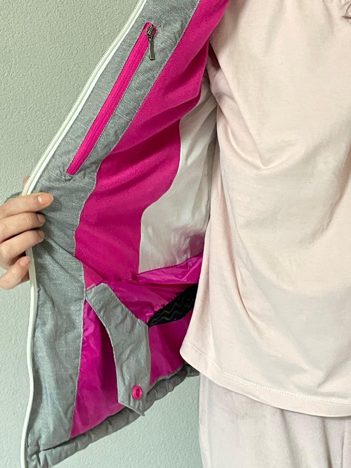 spyder  m/s beden uyumlu. Gri beyaz Kapüşonlu Kadın Kış Montu - Görsel 3