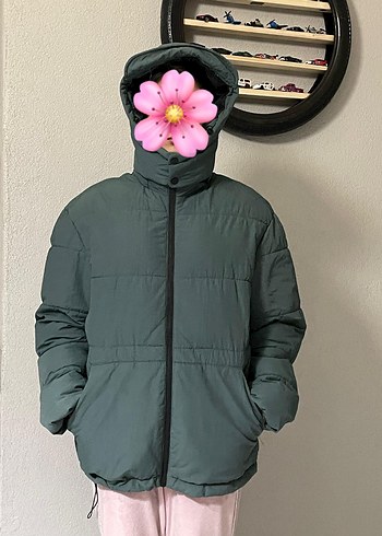 zara puffer yeşil oversıze s/m uygun - Görsel 2