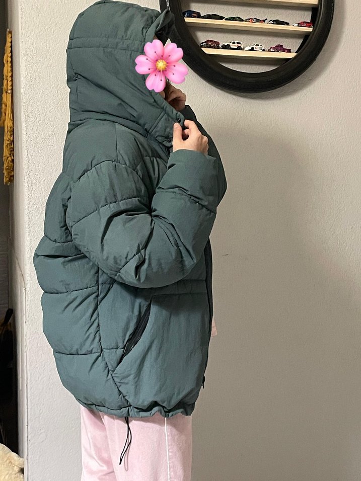 zara puffer yeşil oversıze s/m uygun - Görsel 4