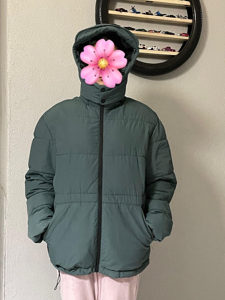 zara puffer yeşil oversıze s/m uygun - Görsel 2