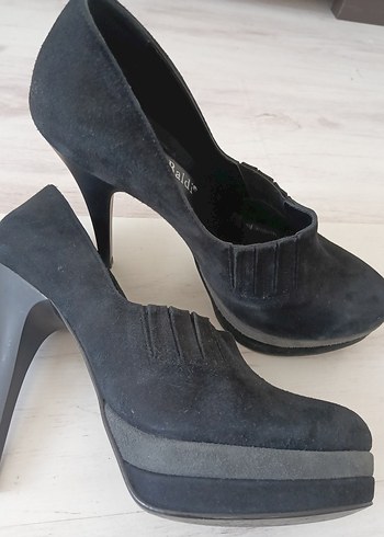 Kadın Siyah Süet Platform Topuklu Ayakkabı - Görsel 4
