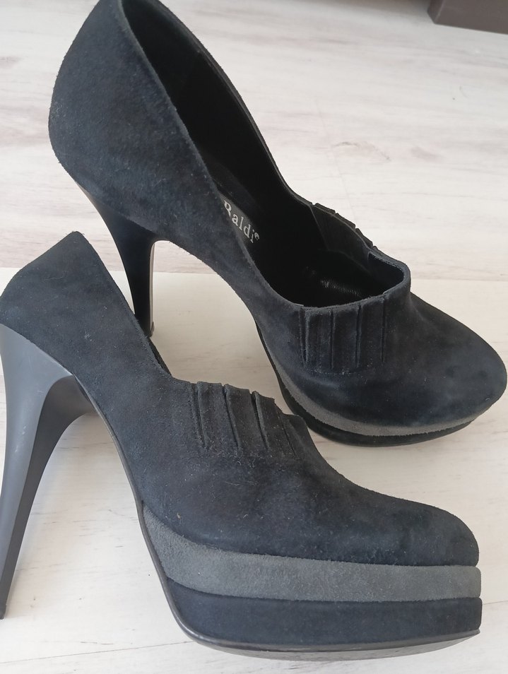 Kadın Siyah Süet Platform Topuklu Ayakkabı - Görsel 4