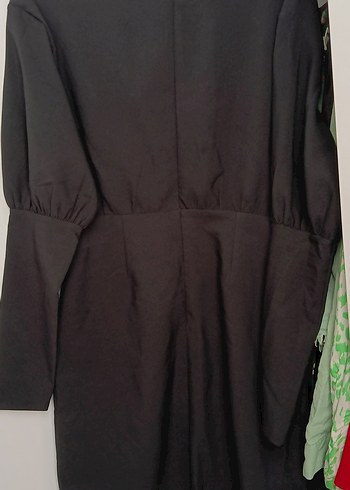 Uzun Kollu Siyah Drapeli Kadın elbise - Görsel 2