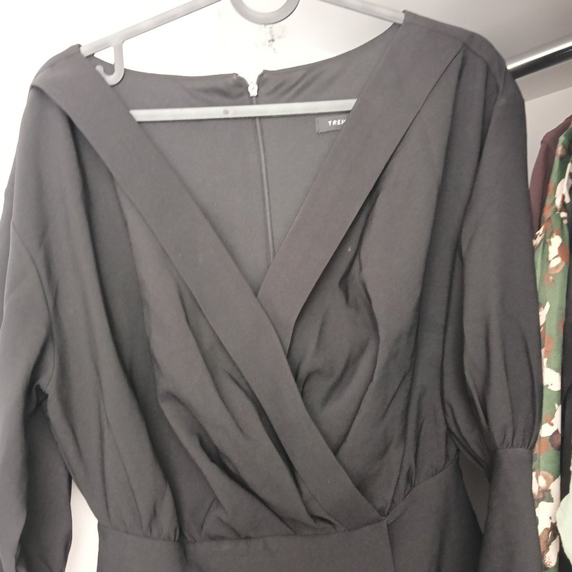 Uzun Kollu Siyah Drapeli Kadın elbise - Görsel 3