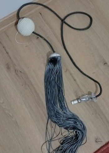 Gri Yılan Desenli Modern Perde Bağlama İpi - Görsel 2