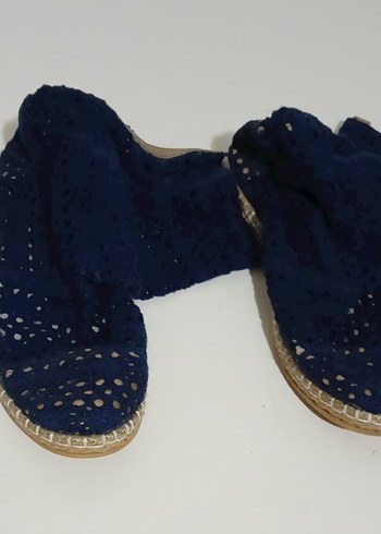 Örgü Detaylı Lacivert Kadın Dolgu Topuk Espadril - Görsel 3