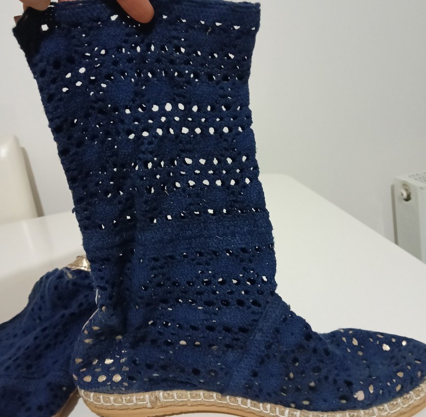 Örgü Detaylı Lacivert Kadın Dolgu Topuk Espadril - Görsel 2