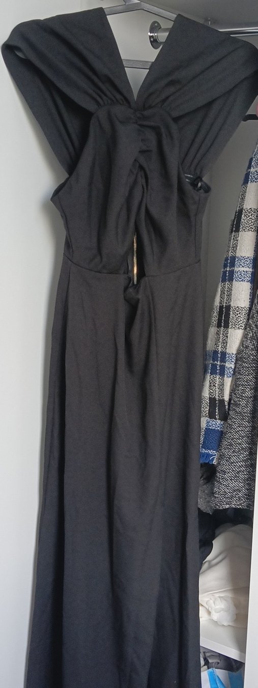 Siyah Drapeli V Yakalı Kadın Tulum - Görsel 5