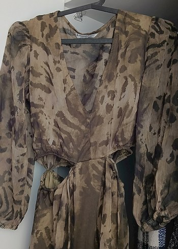 Bohem Tarz Uzun V Yaka Bağcıklı Elbise - Görsel 2