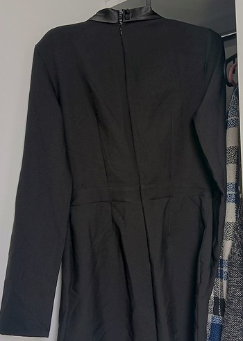 Siyah Kadın Uzun Kollu Düğmeli Takım tulumba - Görsel 3