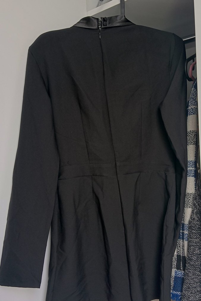 Siyah Kadın Uzun Kollu Düğmeli Takım tulumba - Görsel 3