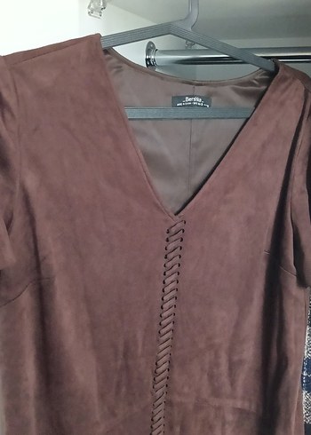 Kahverengi Süet Midi Bohem Elbise - Görsel 2