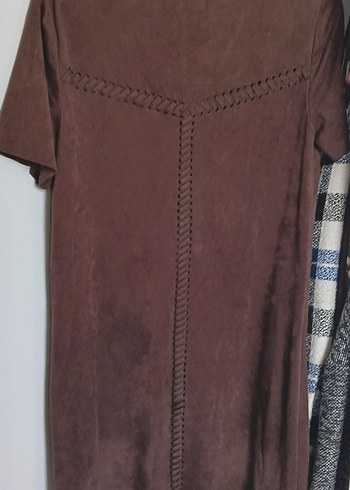 Kahverengi Süet Midi Bohem Elbise - Görsel 3