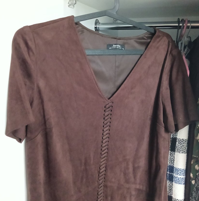 Kahverengi Süet Midi Bohem Elbise - Görsel 2