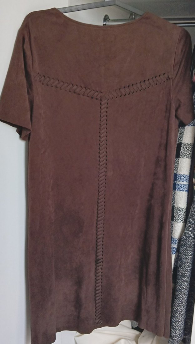 Kahverengi Süet Midi Bohem Elbise - Görsel 3