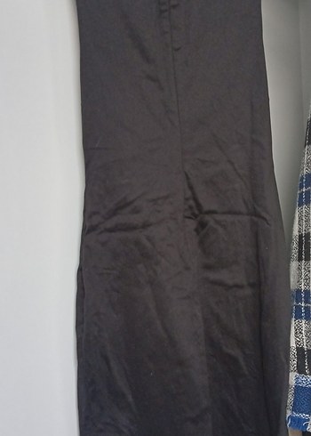 Siyah V Yaka İşlemeli Uzun Abiye Elbise - Görsel 3