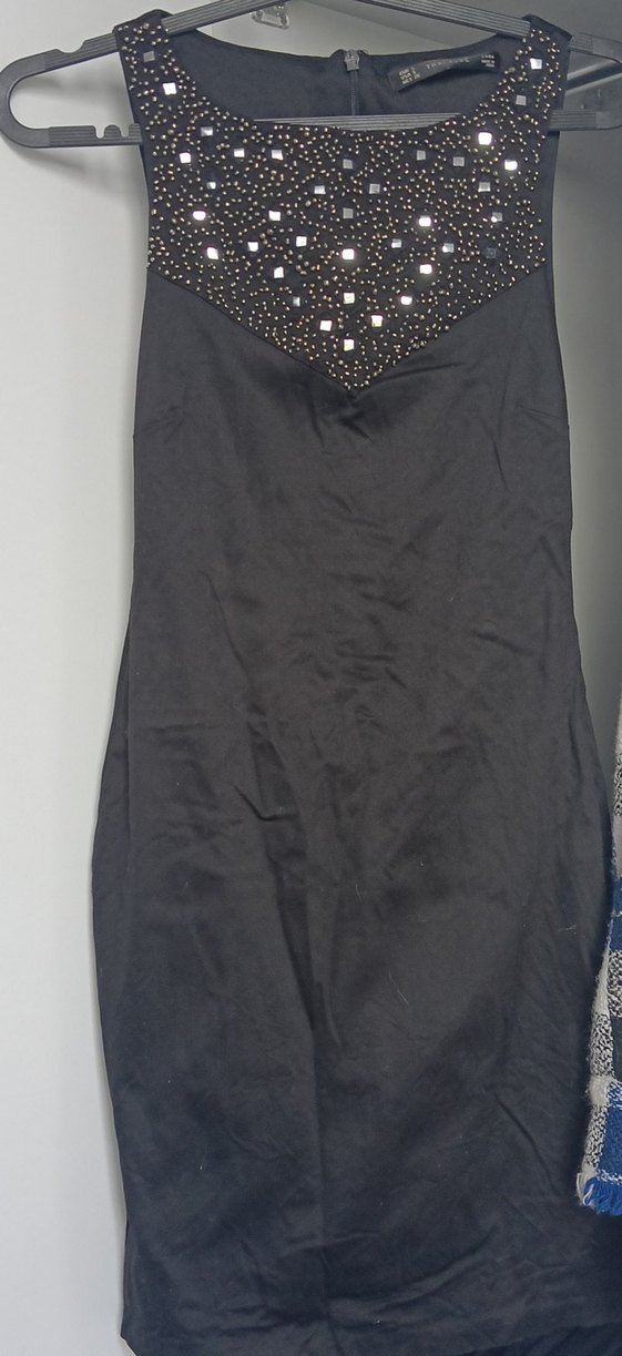 Siyah V Yaka İşlemeli Uzun Abiye Elbise - Görsel 2