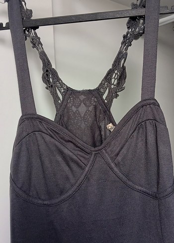 Gri Askısız Midi Kadın Elbise - Görsel 2