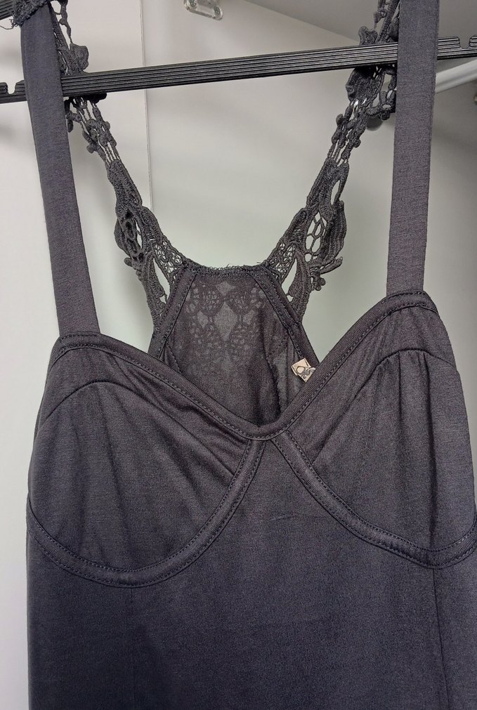 Gri Askısız Midi Kadın Elbise - Görsel 2