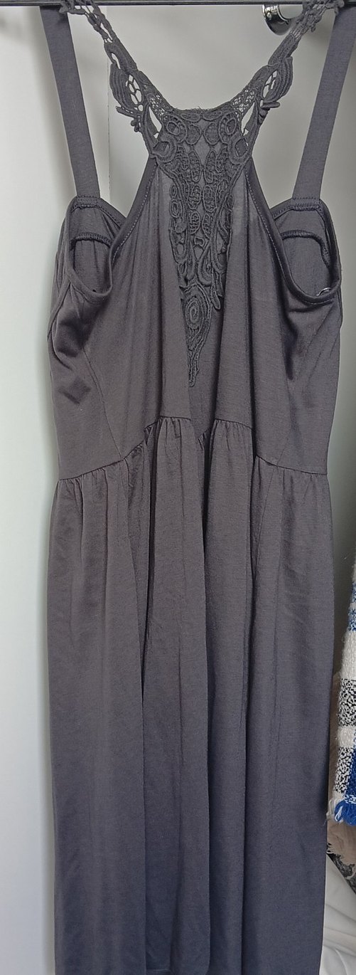 Gri Askısız Midi Kadın Elbise - Görsel 3