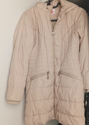 Bej kız çocuk Midi Kışlık Mont - Görsel 2