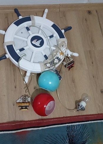 Deniz Temalı Mavi Beyaz Tavan Lambası - Görsel 2