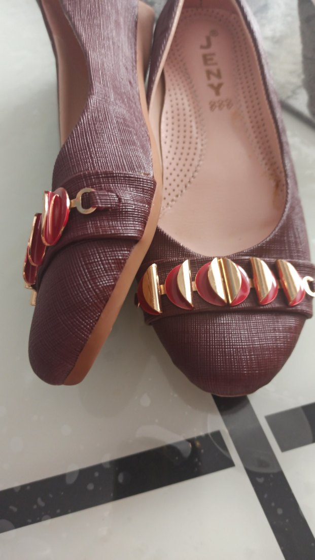 Bordo Parlak Yılan Desenli Kadın Dolgu Topuklu Babet - Görsel 3