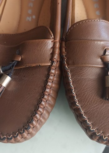 Kahverengi Deri Kadın Dolgu Topuklu Ayakkabı - Görsel 2