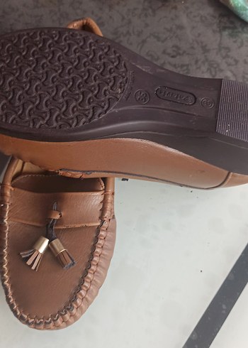 Kahverengi Deri Kadın Dolgu Topuklu Ayakkabı - Görsel 6