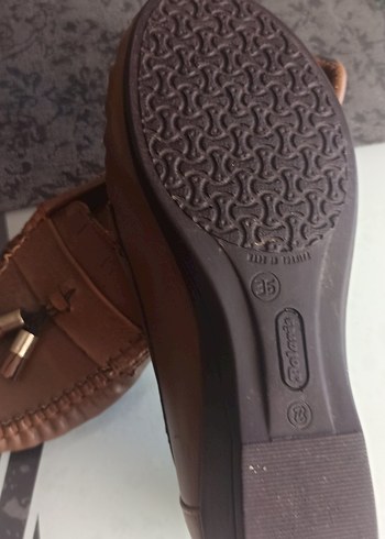 Kahverengi Deri Kadın Dolgu Topuklu Ayakkabı - Görsel 7
