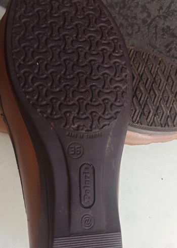 Kahverengi Deri Kadın Dolgu Topuklu Ayakkabı - Görsel 8