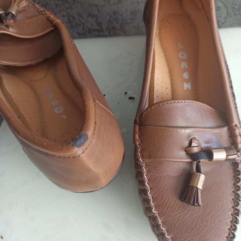 Kahverengi Deri Kadın Dolgu Topuklu Ayakkabı - Görsel 5