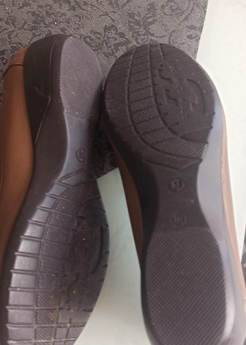 Kahverengi Deri Kadın Dolgu Topuklu Babet - Görsel 6