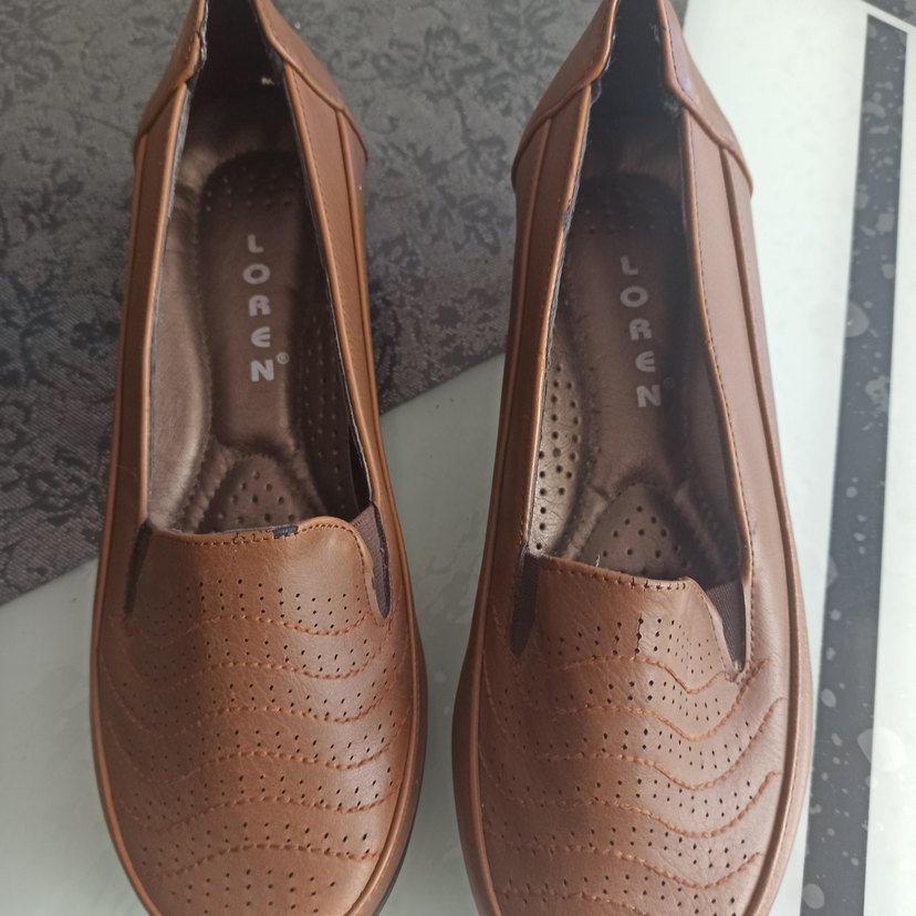 Kahverengi Deri Kadın Dolgu Topuklu Babet - Görsel 2