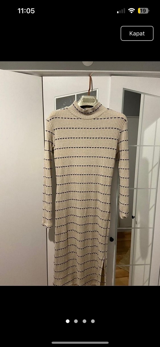 Çizgili Triko Elbisesi - Görsel 2