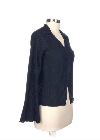 Düğmeli Siyah Bluz - Görsel 2