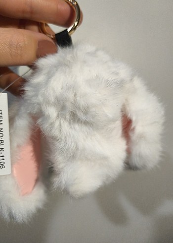 Beyaz Peluş Tavşan Çanta süsü - Görsel 5