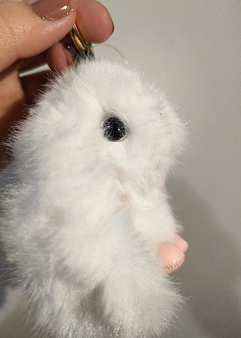 Beyaz Peluş Tavşan Çanta süsü - Görsel 3