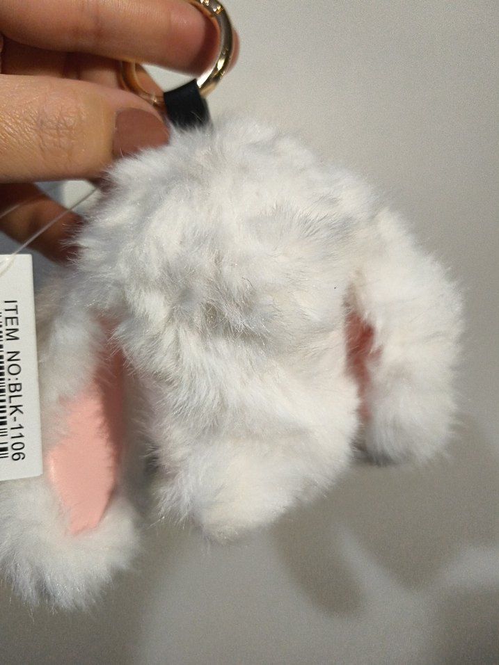 Beyaz Peluş Tavşan Çanta süsü - Görsel 5